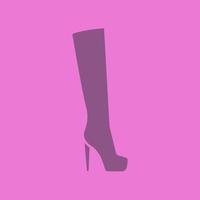 kvinnors höga boot glyf färgikon. siluett symbol. negativt utrymme. vektor isolerade illustration