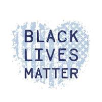 Black Lives Matter Poster mit Herz und amerikanischer Flagge vektor