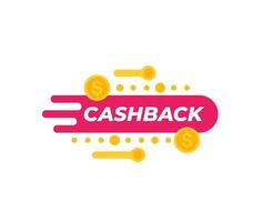 cashback, pengar återbetalning vektor klistermärke