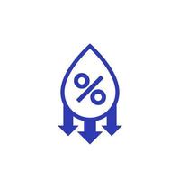 ikon för minskning av luftfuktighet, vattendroppe och procent vektor