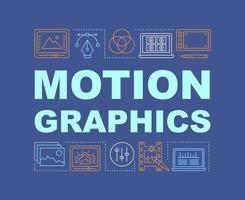 Motion Graphics Wortkonzepte Banner. visuelle Effekte. Animation. Videobearbeitungsdienste. Präsentation, Webseite. isolierte Schrifttypografie-Idee mit linearen Symbolen. Vektor-Umriss-Abbildung vektor