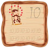 Antal tio spårar alfabetet kalkylblad vektor