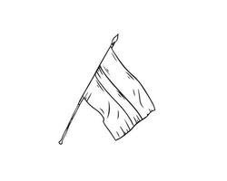 Flagge mit schwarzem Umriss gezeichnet. Symbol, Gekritzel vektor