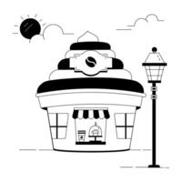 kaffe Kafé linjär illustrationer vektor