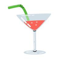 Vektor Sommer- Getränk Glas mit Stroh und trinken Cocktail isoliert