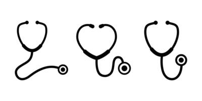 stetoskop vektor ikon uppsättning. hälsa vård och medicin arbetstagare symbol. stetoskop tecken isolerat på vit bakgrund.