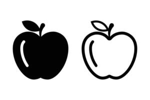 Apfel Symbol Satz. Apfel Symbole Illustration. Apfel eben und Linie Symbol Vektor. vektor