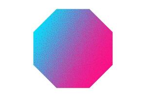 Neon- geometrisch Aufkleber mit texturiert tüpfeln bewirken isoliert auf Weiß Hintergrund. Gradient Achteck gestalten im hell Farben im y2k Stil, 90er, Design Vorlage, Attrappe, Lehrmodell, Simulation. Rosa und Blau beschwingt Farben. vektor