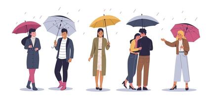 Regen Schutz Menschen mit Regenschirm vektor