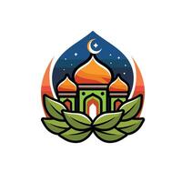 bunt Moschee mit Blätter Symbol vektor