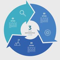 Kreis Diagramm Infografik Vorlage mit 3 Optionen zum Präsentationen vektor