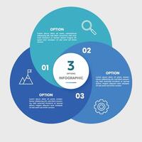 Kreis Diagramm Infografik Vorlage mit 3 Optionen zum Präsentationen vektor