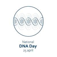 Vektor Illustration zum National DNA Tag auf April 25. DNA, doppelt Wendel Molekül im minimalistisch Design