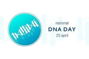 National DNA Tag ist April 25. Poster, Banner mit ein Bild von ein DNA doppelt Wendel und Text. eben Vektor Illustration