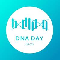 nationell dna dag är april 25. affisch, baner med en bild av en dna dubbel- helix och text. platt vektor illustration