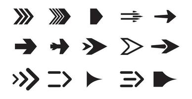 svart vektor pilar ikoner, pil ikon set, pil symbol svart ikon set.