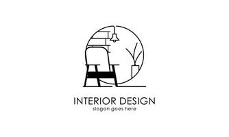 inre rum, möbelgalleri logotypdesign vektor