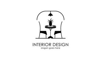 inre rum, möbelgalleri logotypdesign vektor