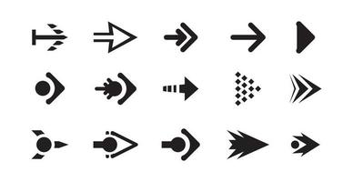 schwarze Vektorpfeile Icons, Pfeil-Icon-Set, Pfeilsymbol schwarzes Icon-Set. vektor