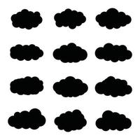 Cloud-Icon-Set, Cloud-Vektor-Set, Cloud-Clipart-Set schwarzes Icon-Set vektor