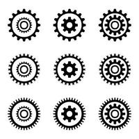 Zahnrad-Icon-Set, Zahnrad-Vektor-Set, Zahnrad-Clipart alle schwarzen Sets vektor