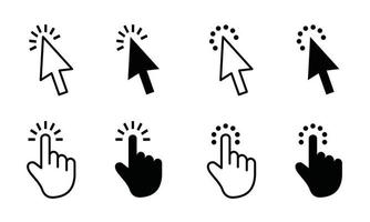 Computer-Mausklick-Cursor graue Pfeilsymbole setzen und laden von Symbolen