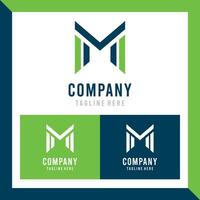 m företag logotyp grön och blå verklig egendom aning logotyp vektor