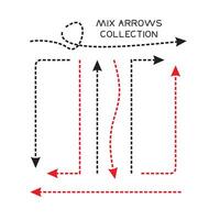 röd och svart rena punkt stil hand dragen klotter pilar uppsättning vektor fil eps 10 full redigerbar