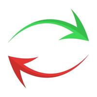 grön och röd böjd pilar i form av återvinna vektor illustration