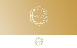 Luxus Saphir Logo Design Gold Farbe vektor