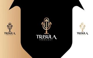 podcast trisula logotyp guld vektor