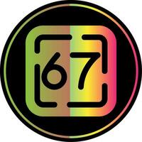 sechzig Sieben Glyphe fällig Farbe Symbol vektor