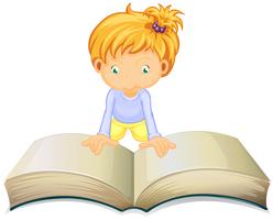 Kleines Mädchen, das vom großen Buch liest vektor