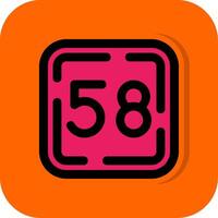 femtio åtta fylld orange bakgrund ikon vektor
