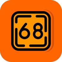 sextio åtta fylld orange bakgrund ikon vektor