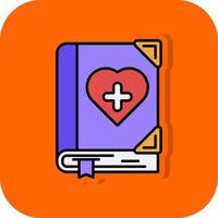 medizinisch Buch gefüllt Orange Hintergrund Symbol vektor