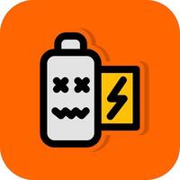 batteri död- fylld orange bakgrund ikon vektor