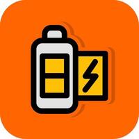 Batterie Hälfte gefüllt Orange Hintergrund Symbol vektor