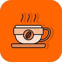 Kaffee Becher gefüllt Orange Hintergrund Symbol vektor