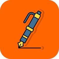 Brunnen Stift gefüllt Orange Hintergrund Symbol vektor