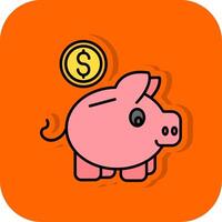 Schweinchen Bank gefüllt Orange Hintergrund Symbol vektor
