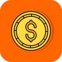 Dollar Münze gefüllt Orange Hintergrund Symbol vektor