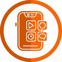 Handy, Mobiltelefon Anwendung Glyphe Orange Kreis Symbol vektor