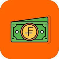 schweizerisch Franc gefüllt Orange Hintergrund Symbol vektor