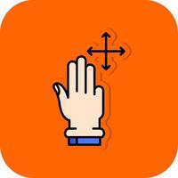 drei Finger Bewegung gefüllt Orange Hintergrund Symbol vektor