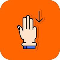 tre fingrar ner fylld orange bakgrund ikon vektor