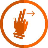 två fingrar rätt glyf orange cirkel ikon vektor