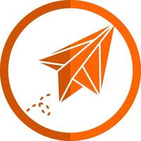 Papier Flugzeug Glyphe Orange Kreis Symbol vektor