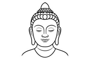 Kopf von Buddha. Vektor Illustration isoliert auf Weiß