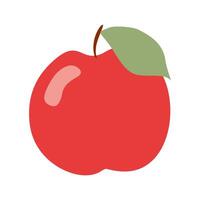 enkel röd äpple i platt stil. tecknad serie vektor illustration isolerat på vit. rå, mogen ljuv frukt, skörda tid begrepp, friska äter, färsk diet. design konst objekt för kort, klistermärke, grafisk